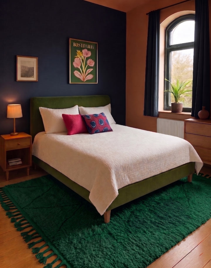 Authentic Custom Beni Ourain Rug | Monochromatic Emerald Green
