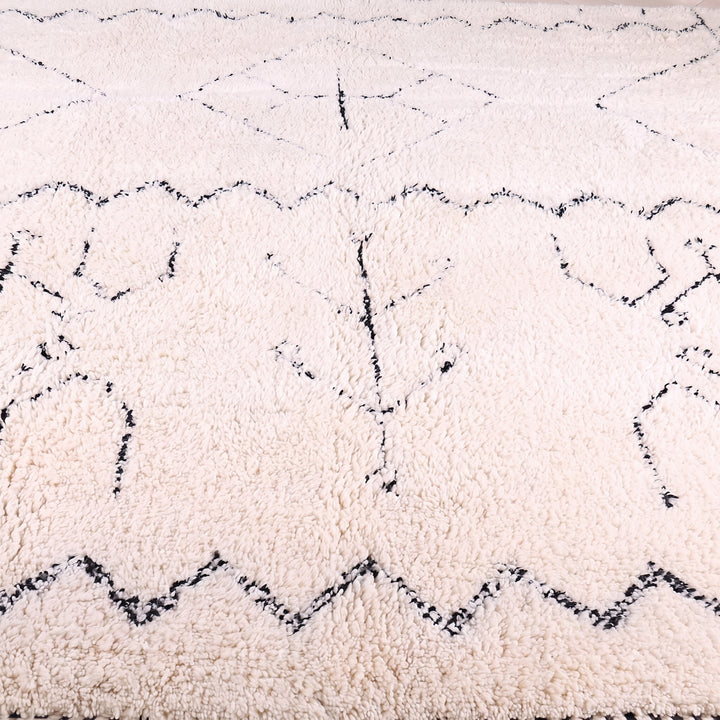 Custom Beni Ourain Rug | Cream &amp; Black Tribal Wool