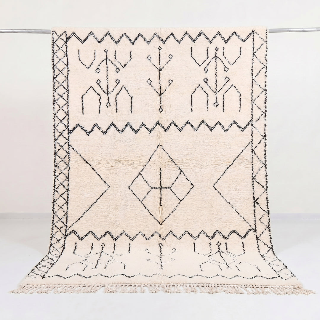 Custom Beni Ourain Rug | Cream &amp; Black Tribal Wool