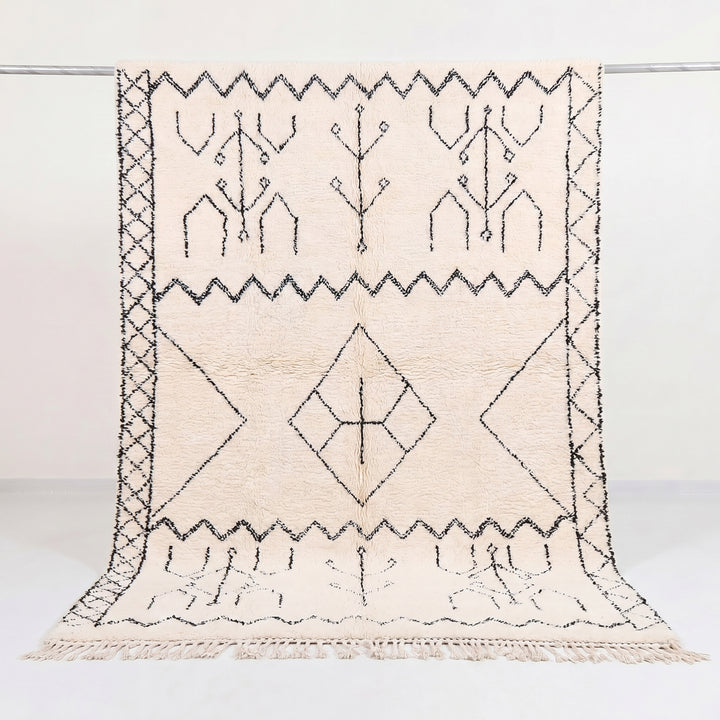 Custom Beni Ourain Rug | Cream &amp; Black Tribal Wool