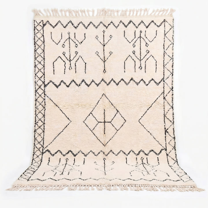 Custom Beni Ourain Rug | Cream &amp; Black Tribal Wool