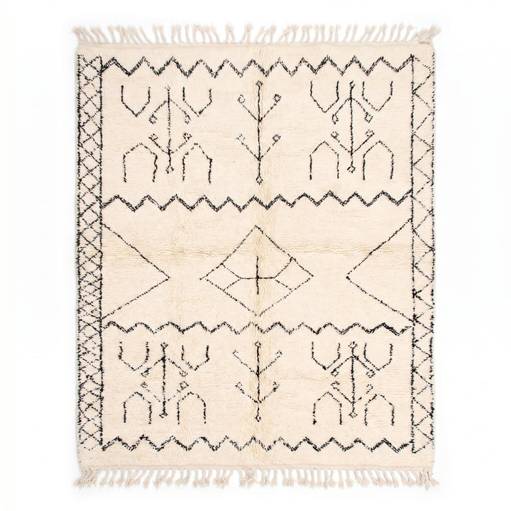 Custom Beni Ourain Rug | Cream &amp; Black Tribal Wool