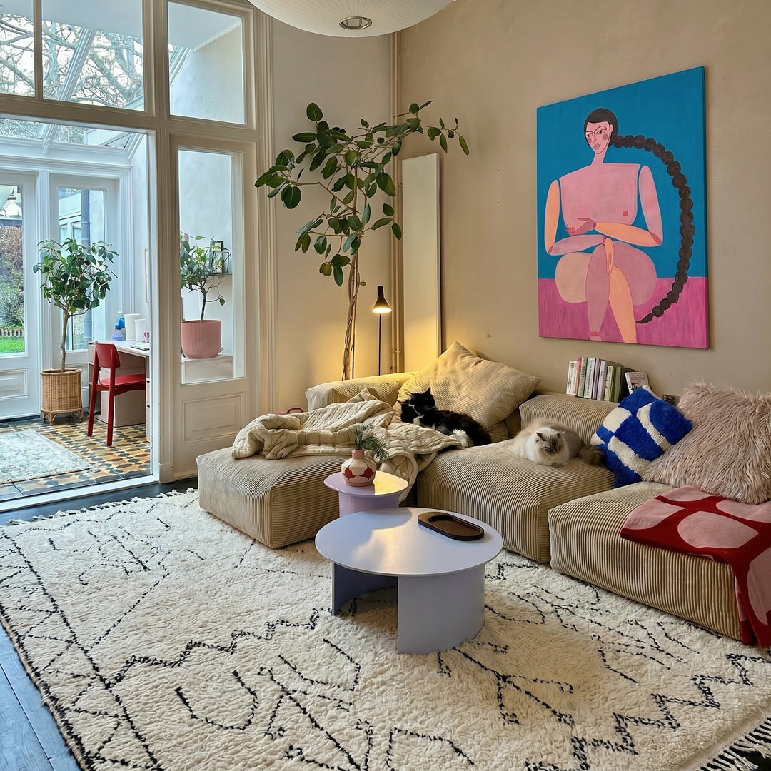 Custom Beni Ourain Rug | Cream &amp; Black Tribal Wool