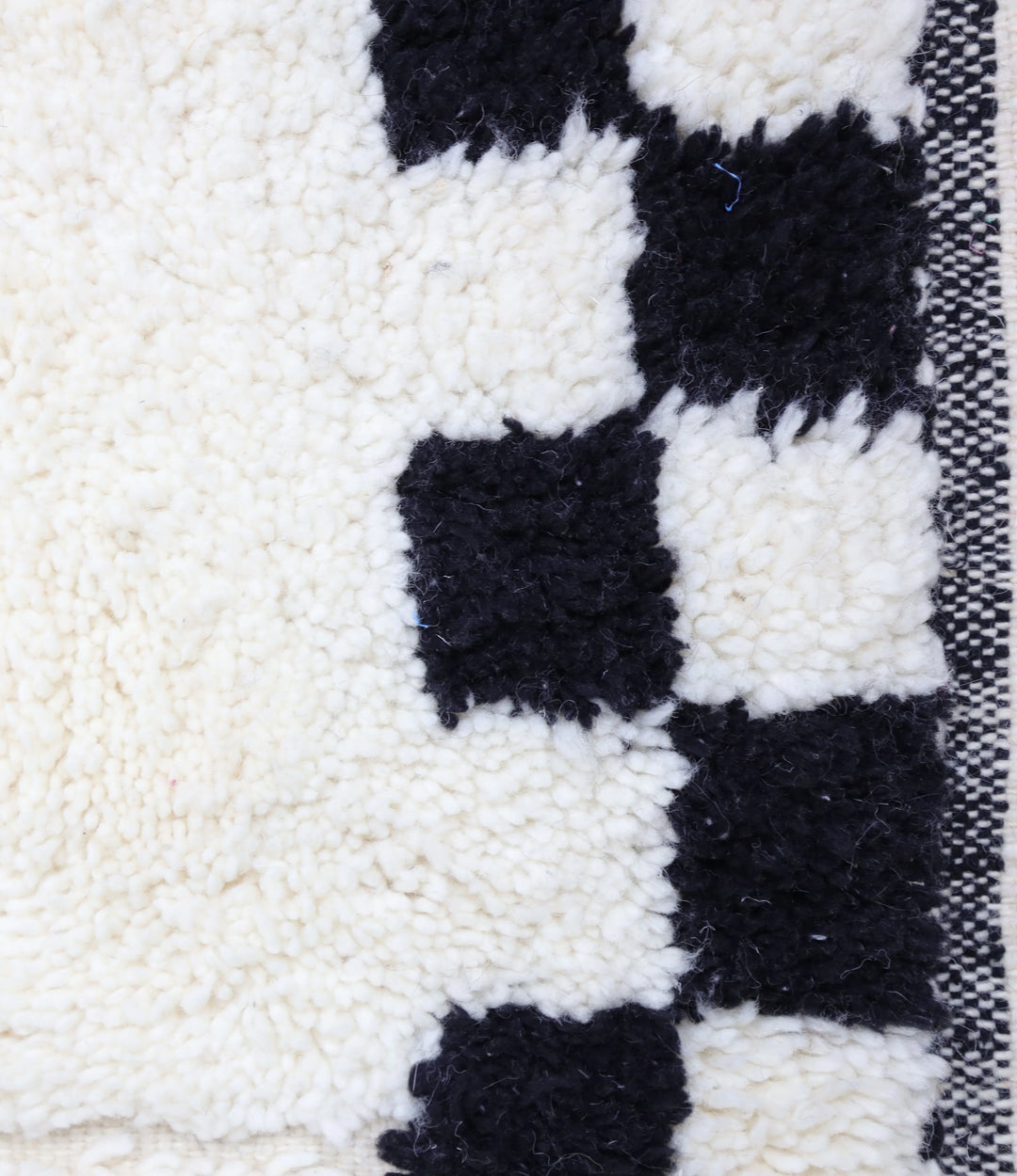 Authentic Custom Beni Ourain Rug | Natural Cream with Black Checkerboard