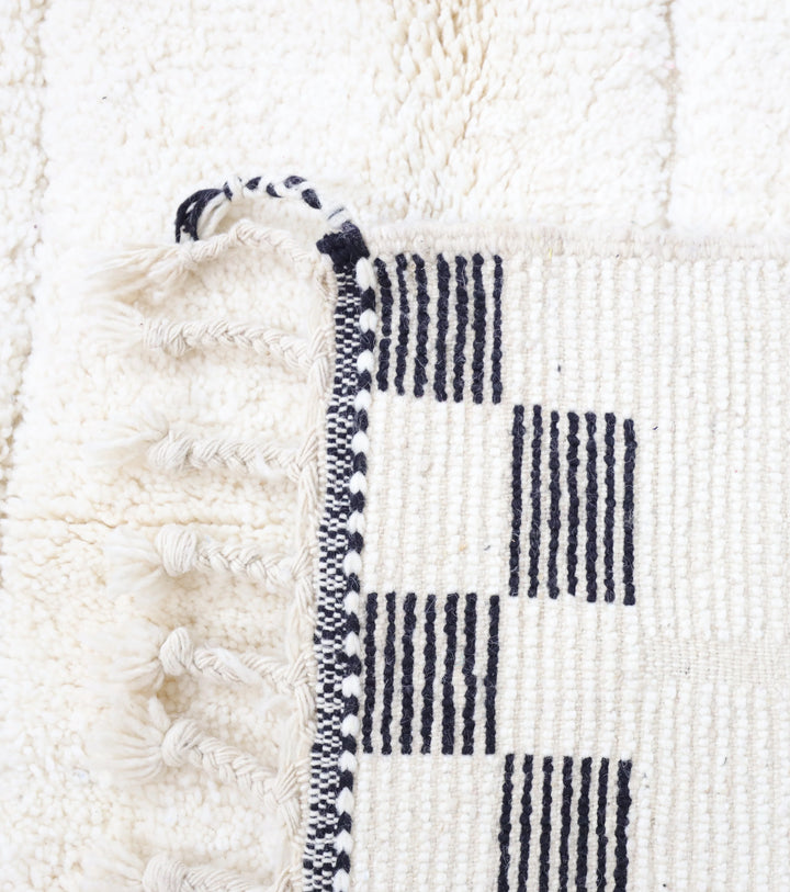 Authentic Custom Beni Ourain Rug | Natural Cream with Black Checkerboard