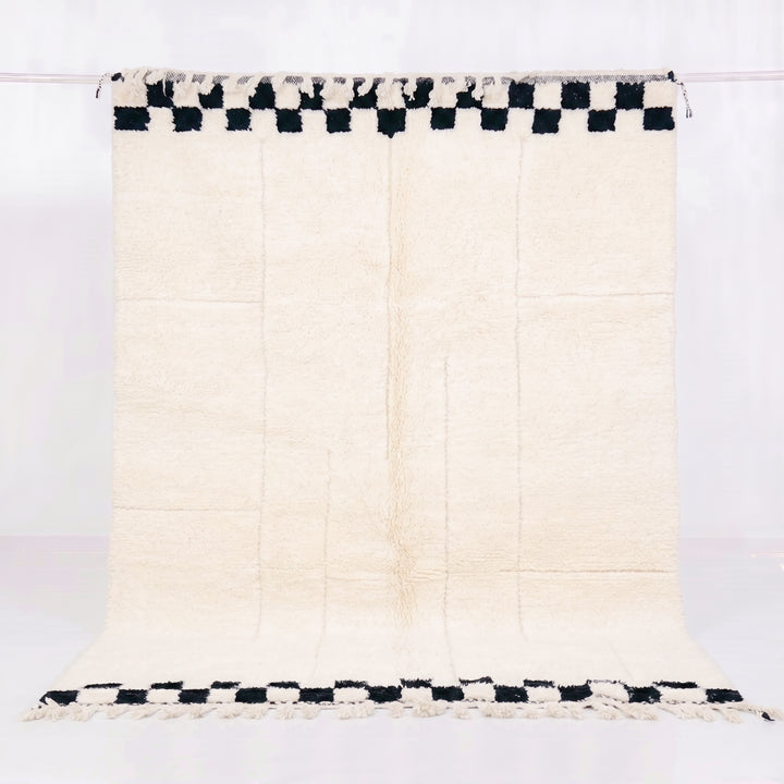 Authentic Custom Beni Ourain Rug | Natural Cream with Black Checkerboard