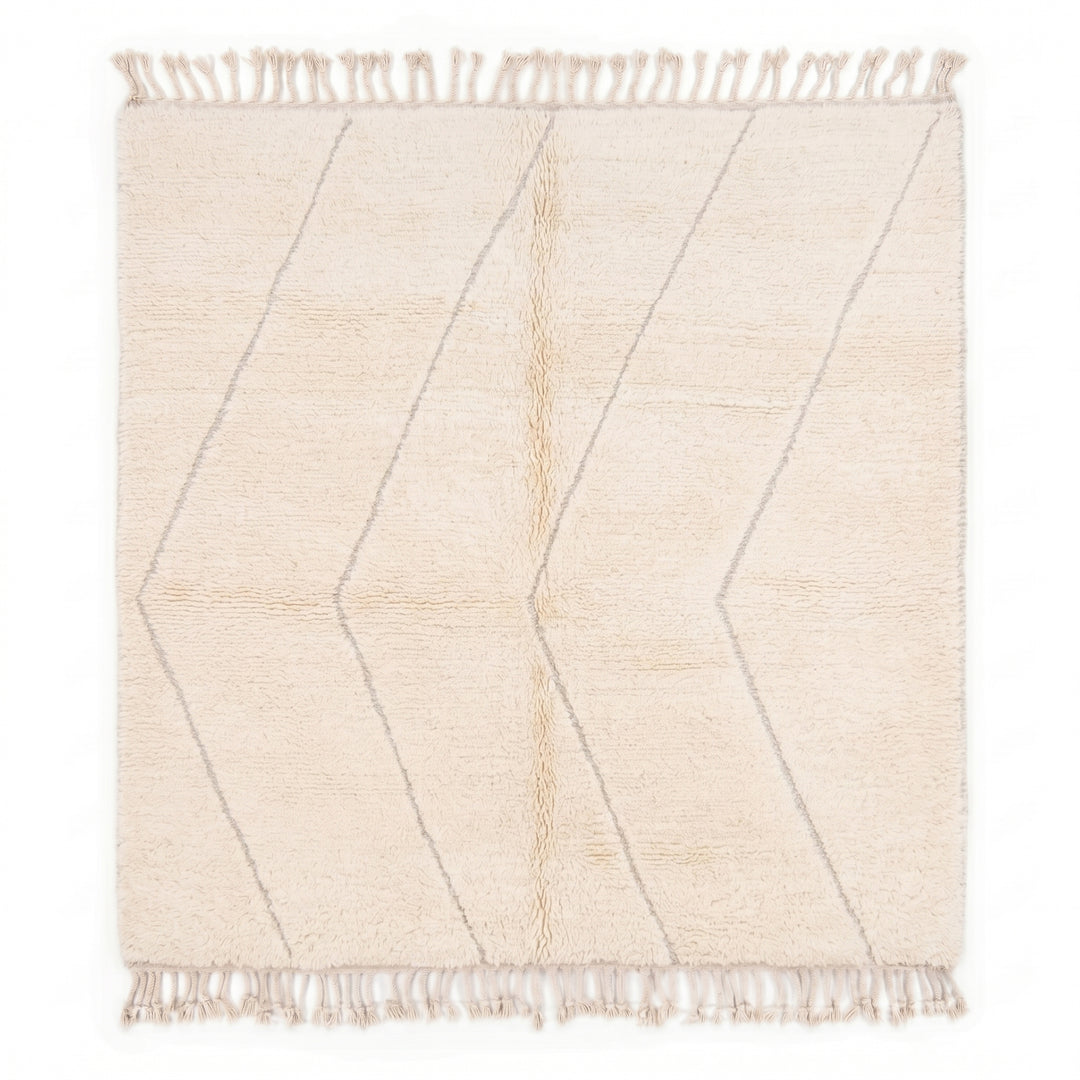 Authentic Custom Beni Ourain Rug | Neutral Cream and Subtle Grey