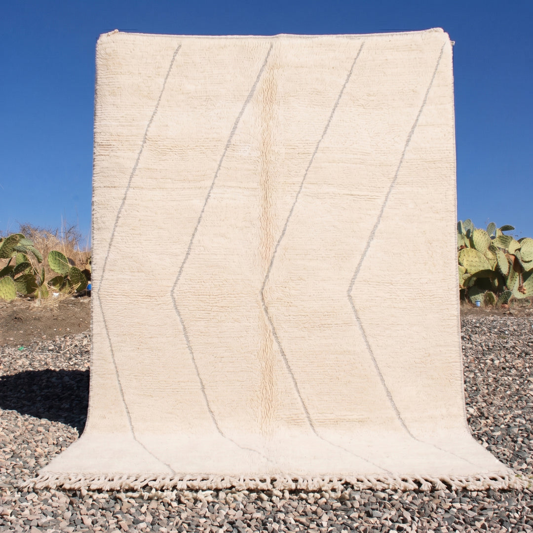 Authentic Custom Beni Ourain Rug | Neutral Cream and Subtle Grey