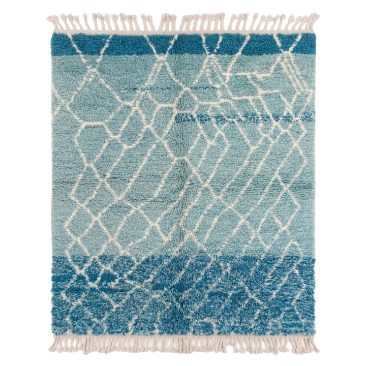 Authentic Custom Beni Ourain Rug | Ocean Blue &amp; Turquoise Shag