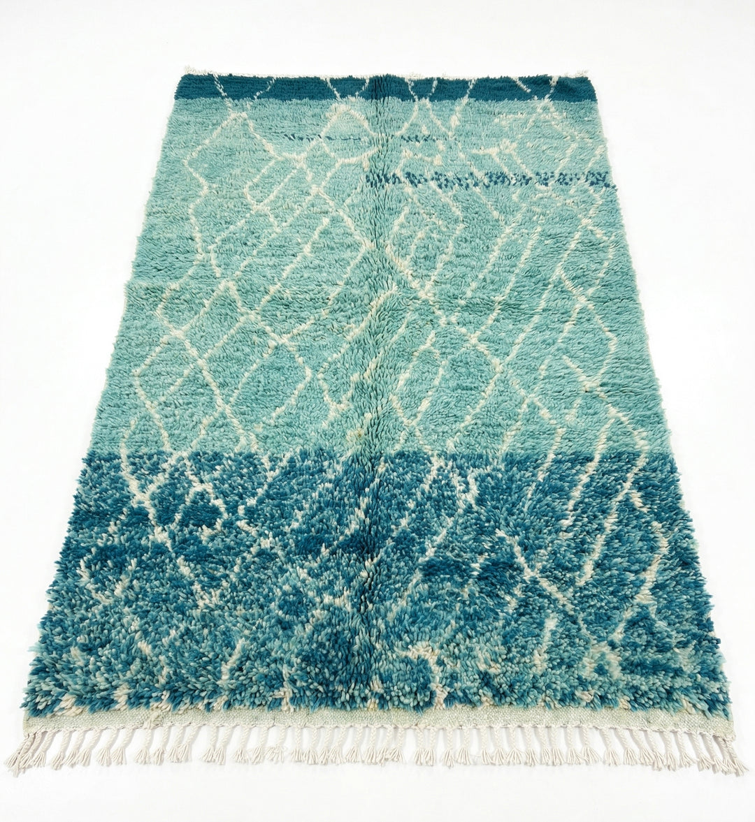 Authentic Custom Beni Ourain Rug | Ocean Blue &amp; Turquoise Shag