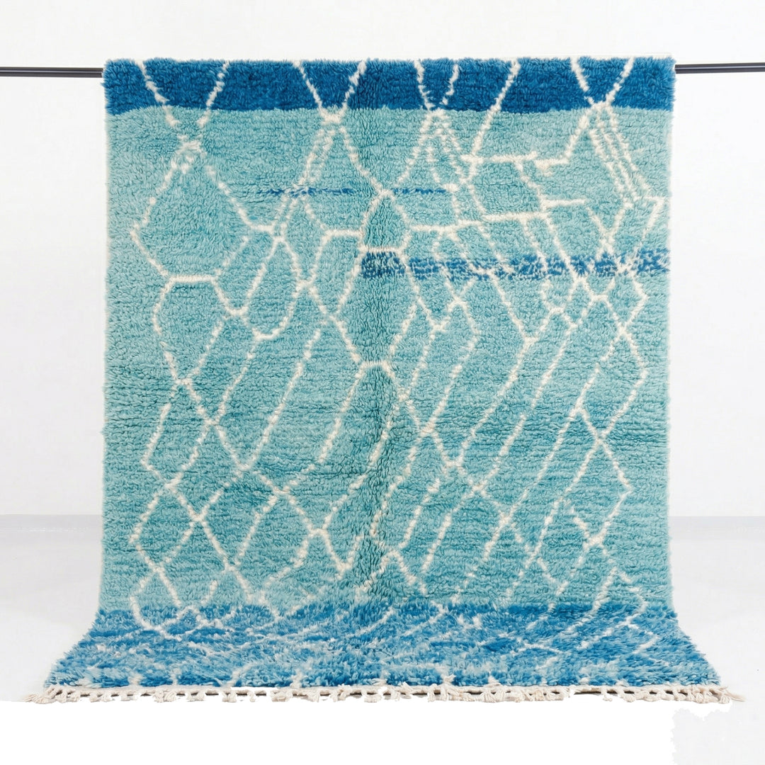 Authentic Custom Beni Ourain Rug | Ocean Blue &amp; Turquoise Shag