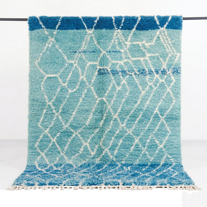 Authentic Custom Beni Ourain Rug | Ocean Blue &amp; Turquoise Shag