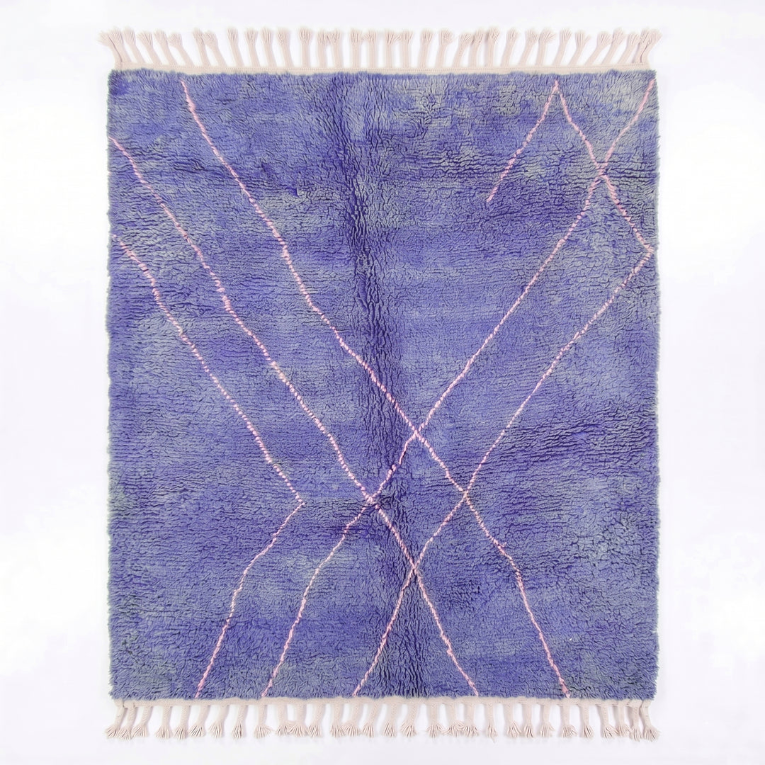 Tapis Beni Ourain sur mesure | Diamant minimaliste bleu pervenche