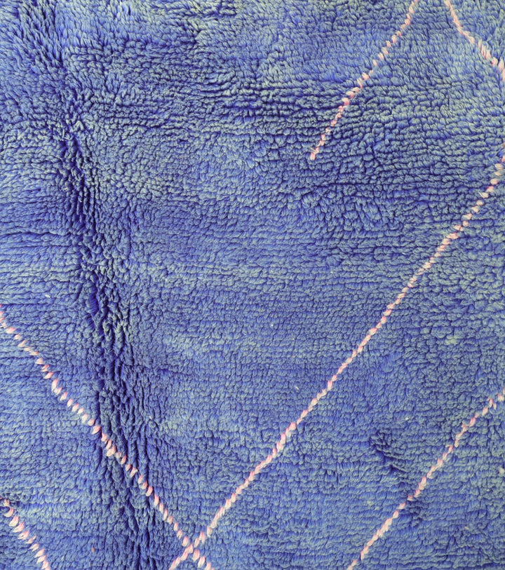 Custom Moroccan Round Rug –  Periwinkle Blue with Pale Pink Lattice