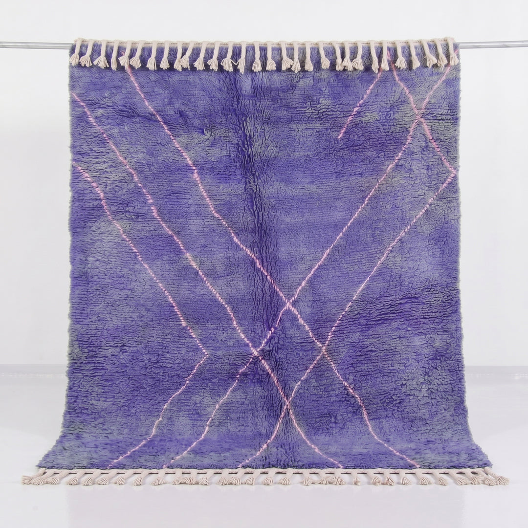 Authentic Custom Beni Ourain Rug | Periwinkle Blue Minimalist Diamond