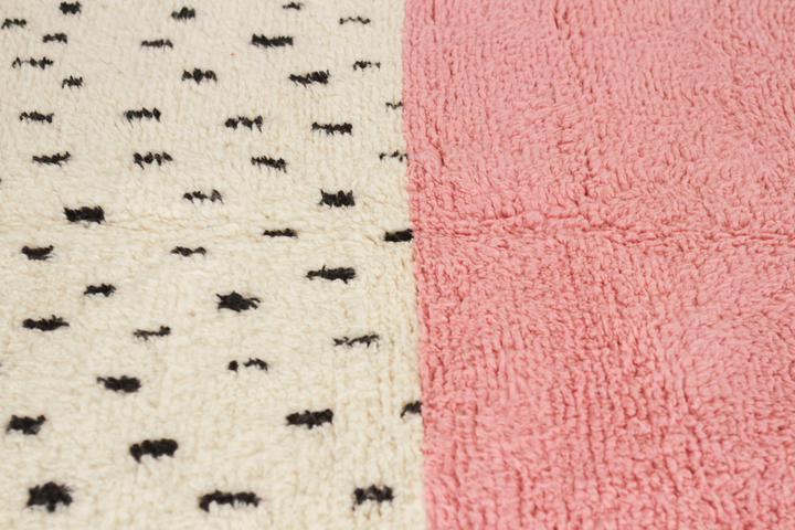 Custom Beni Ourain Rug | Pink Color Block &amp; Polka Dot