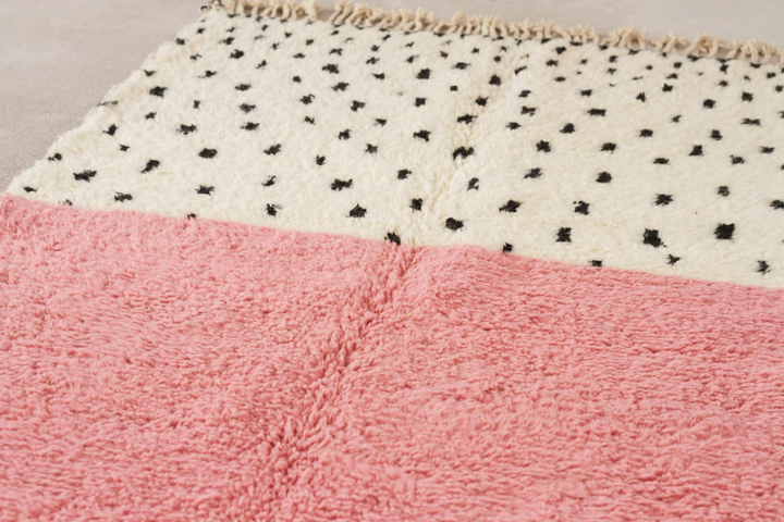 Custom Beni Ourain Rug | Pink Color Block &amp; Polka Dot