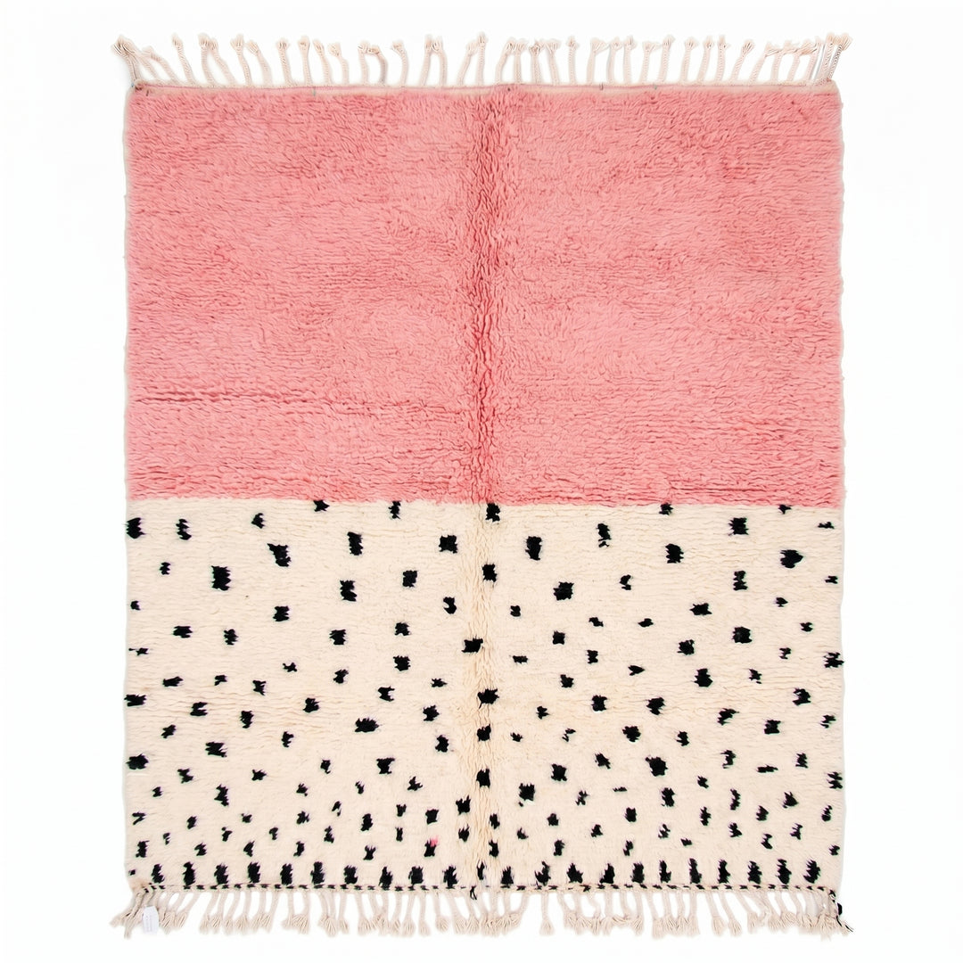 Custom Beni Ourain Rug | Pink Color Block &amp; Polka Dot