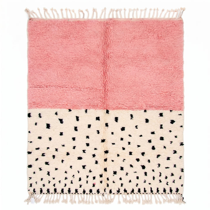 Custom Beni Ourain Rug | Pink Color Block &amp; Polka Dot
