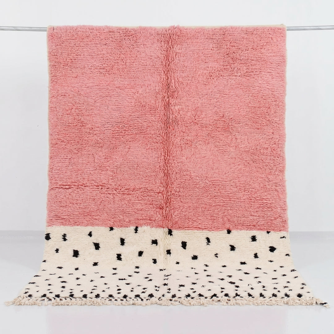 Custom Beni Ourain Rug | Pink Color Block &amp; Polka Dot