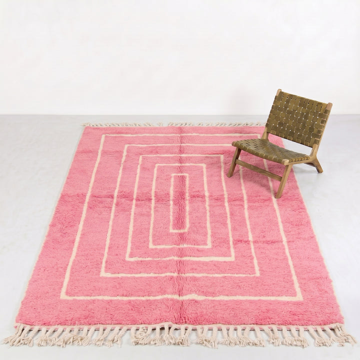 Custom Beni Ourain Rug | Pink Concentric Geometric Pattern