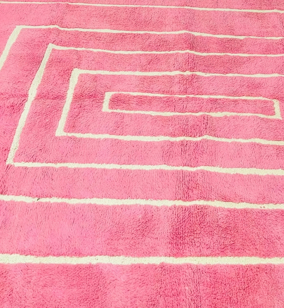 Custom Beni Ourain Rug | Pink Concentric Geometric Pattern