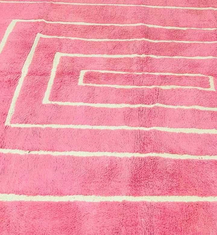 Custom Beni Ourain Rug | Pink Concentric Geometric Pattern