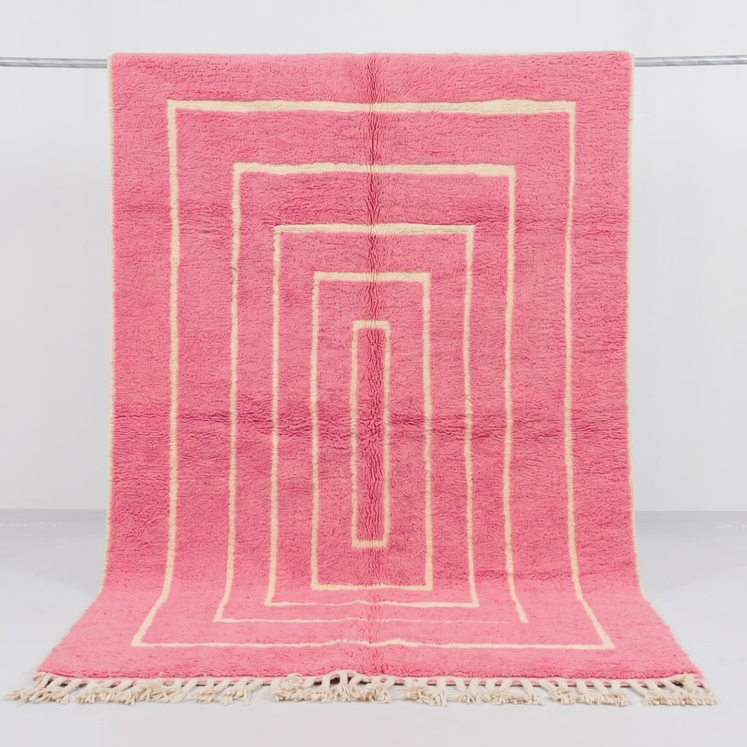 Custom Beni Ourain Rug | Pink Concentric Geometric Pattern