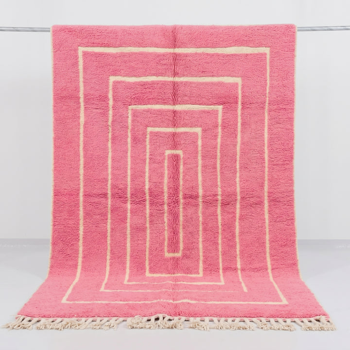 Custom Beni Ourain Rug | Pink Concentric Geometric Pattern