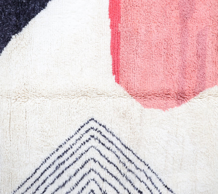 Custom Beni Ourain Rug | Pink &amp; Charcoal Abstract Geometric