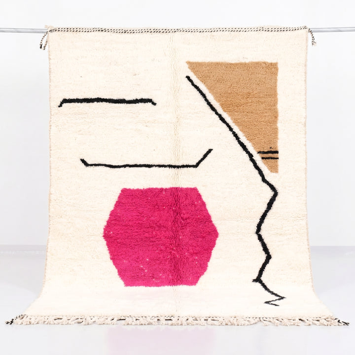 Custom Beni Ourain Rug | Pink and Camel Abstract Art