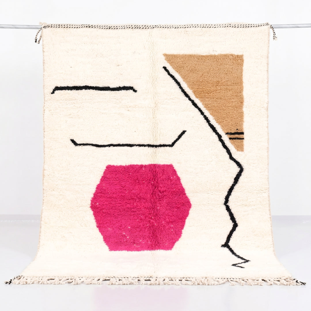 Authentic Custom Beni Ourain Rug | Pink and Camel Abstract Art