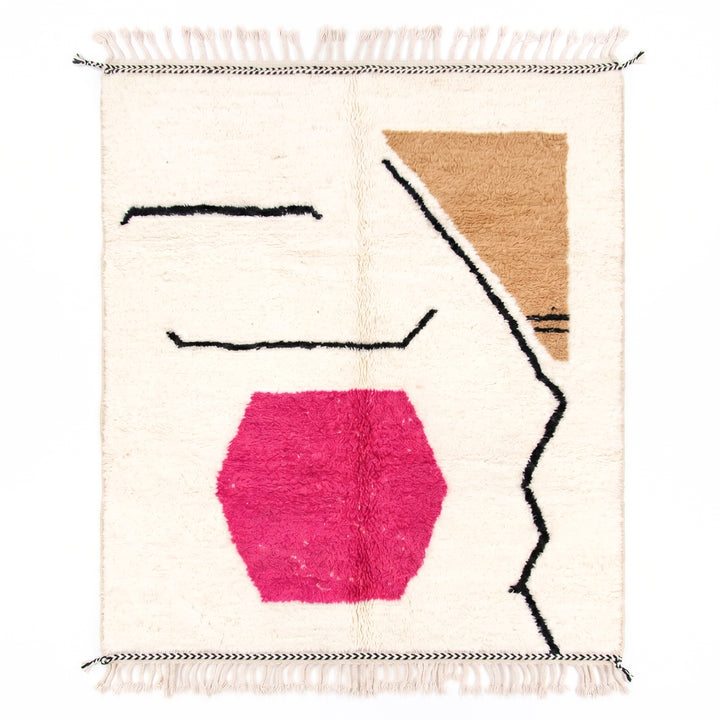 Authentic Custom Beni Ourain Rug | Pink and Camel Abstract Art