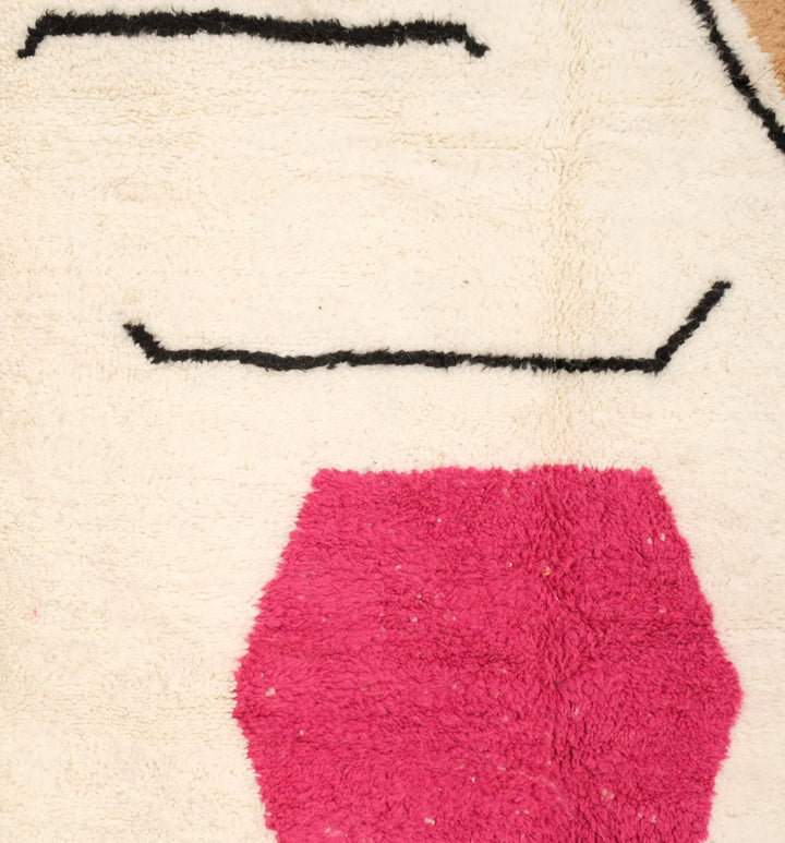 Beni Ourain Moroccan Runner Rug – Pink and Camel Abstract Art