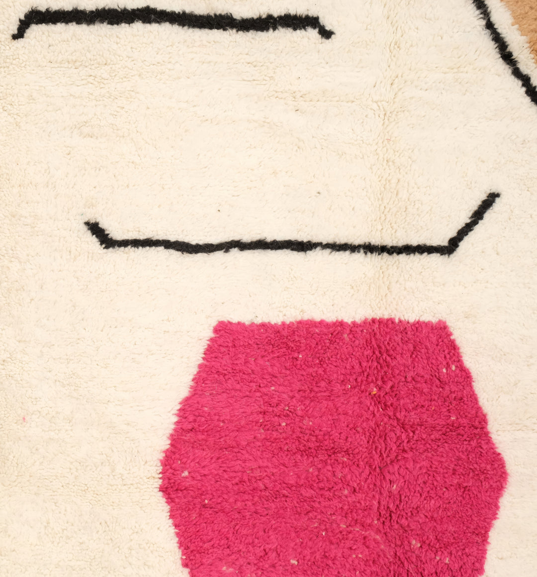 Custom Moroccan Round Rug – Pink and Camel Abstract Art