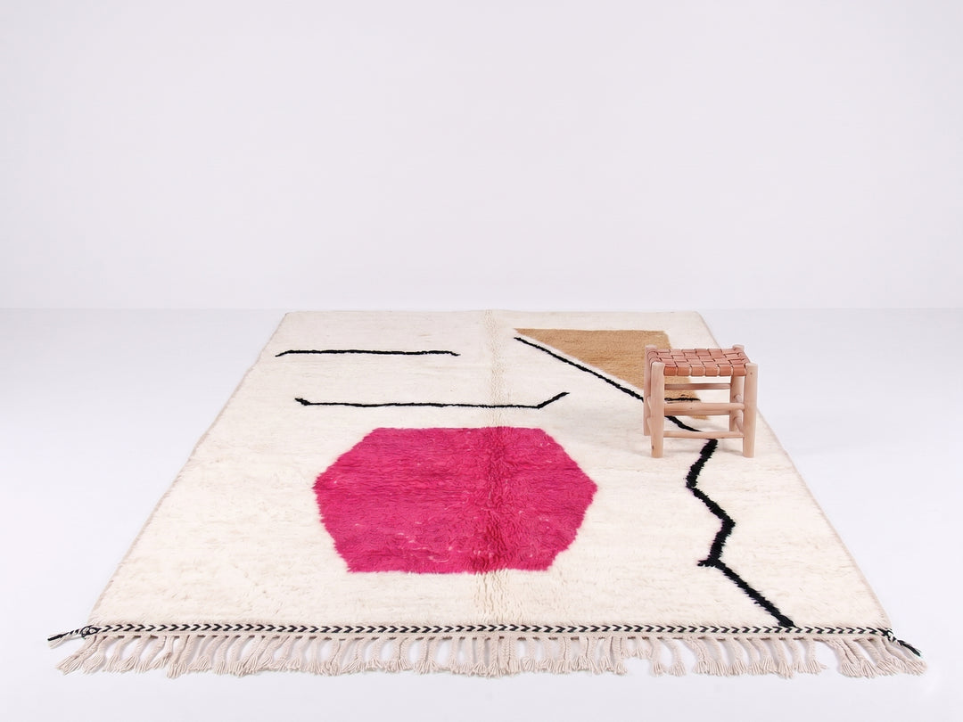 Custom Beni Ourain Rug | Pink and Camel Abstract Art