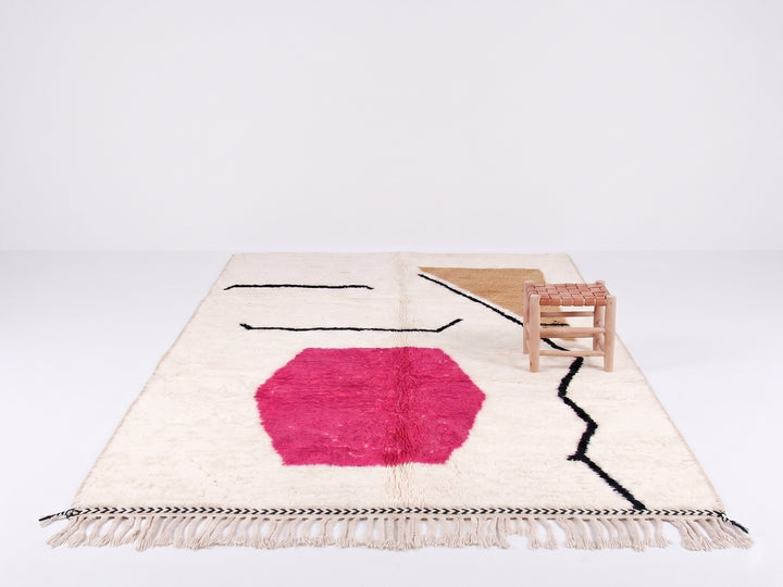 Custom Beni Ourain Rug | Pink and Camel Abstract Art