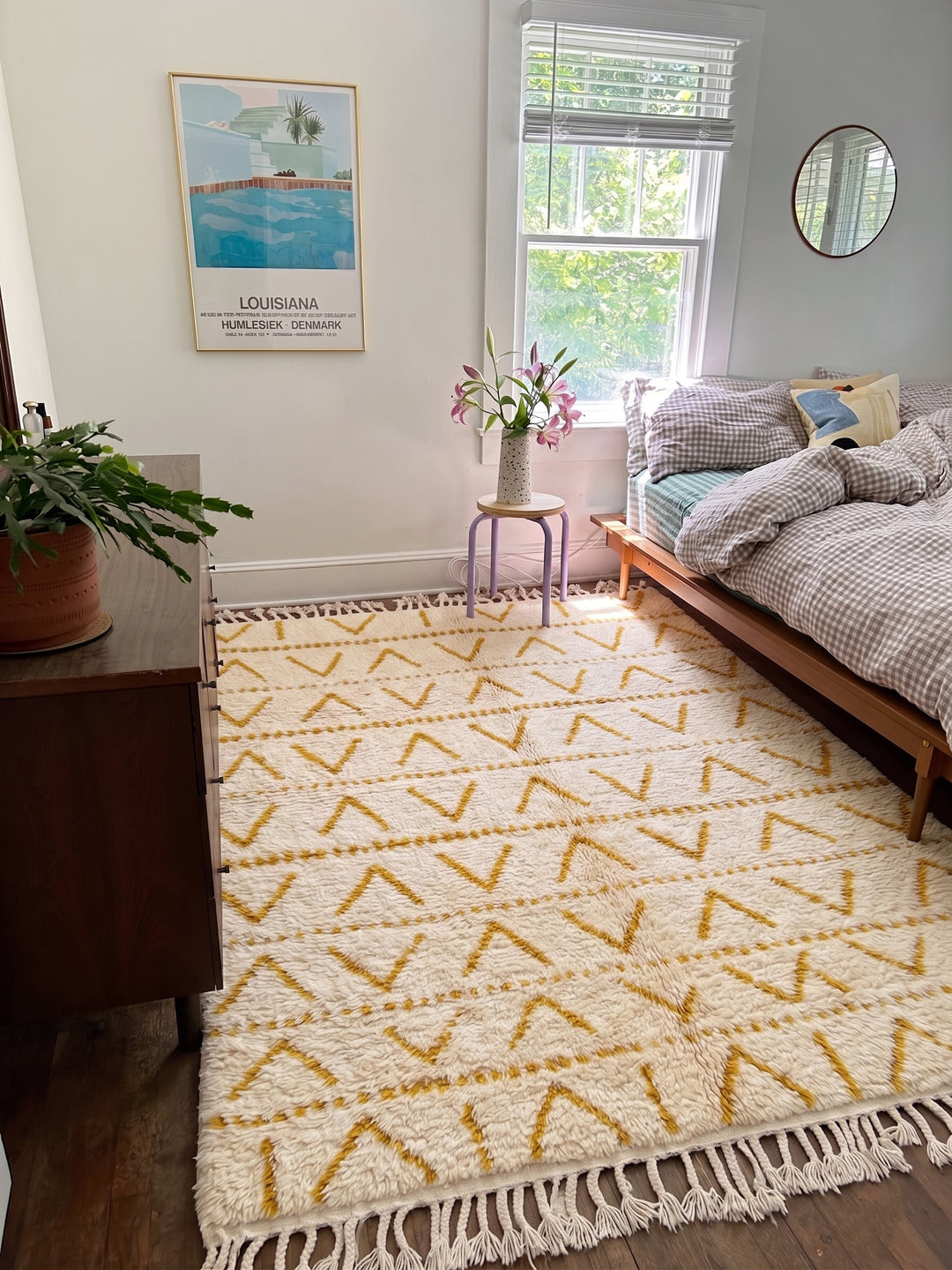 Authentic Custom Beni Ourain Rug|  Plush Cream &amp; Mustard Yellow