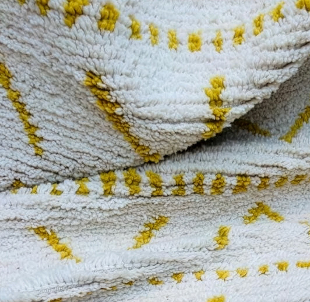 Authentic Custom Beni Ourain Rug|  Plush Cream &amp; Mustard Yellow