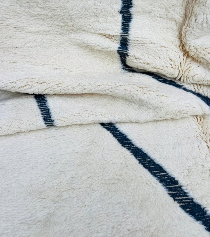 Authentic Custom Beni Ourain Rug | Abstract Cream &amp; Charcoal Minimalist