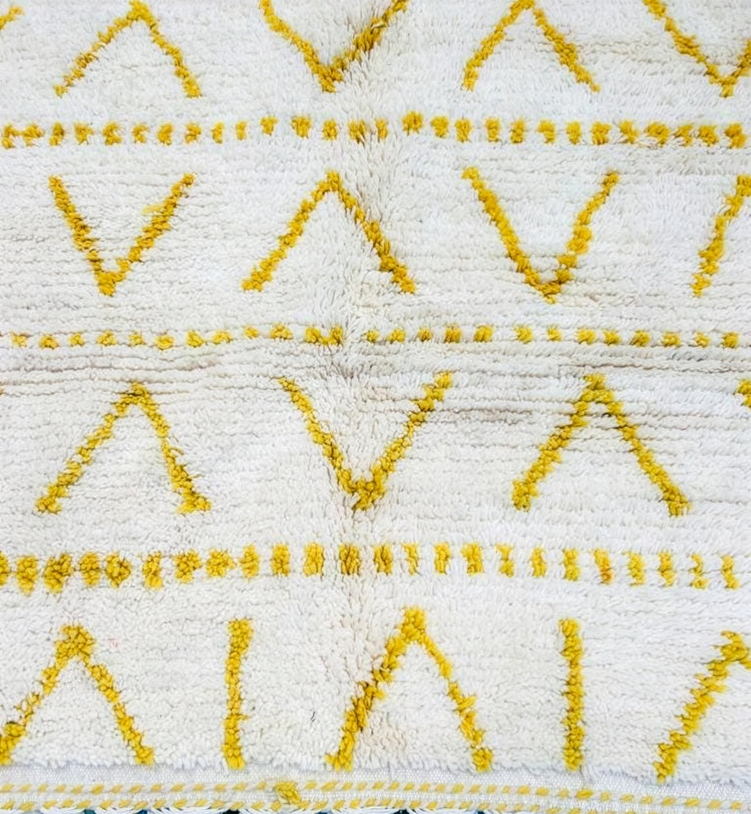 Authentic Custom Beni Ourain Rug|  Plush Cream &amp; Mustard Yellow