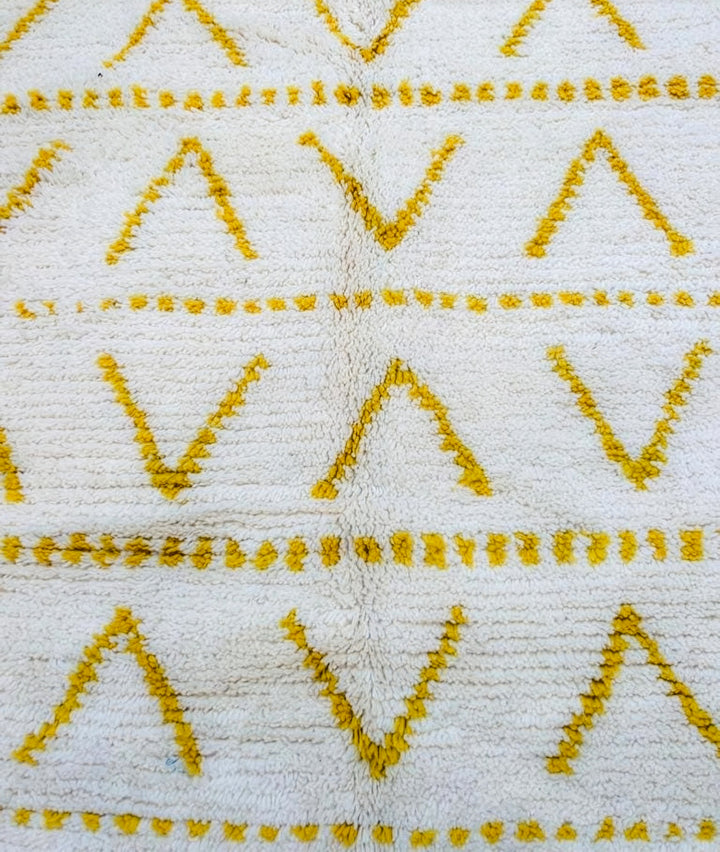 Authentic Custom Beni Ourain Rug|  Plush Cream &amp; Mustard Yellow