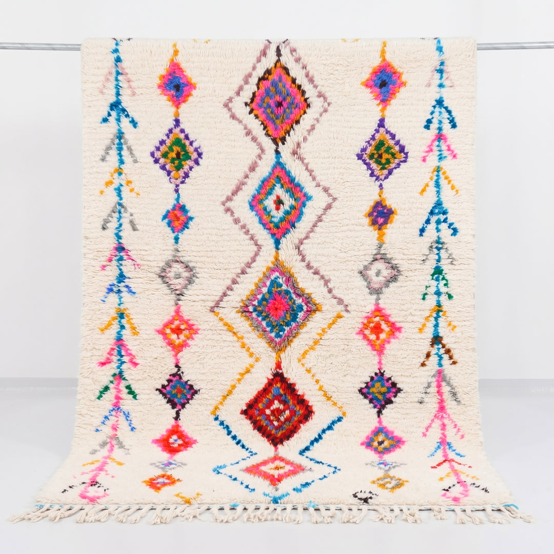 Tapis Azilal Authentique Fait Main – Style Bohème Chameau Marocain Vibrant