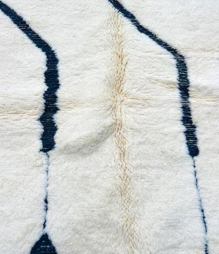 Authentic Custom Beni Ourain Rug | Abstract Cream &amp; Charcoal Minimalist