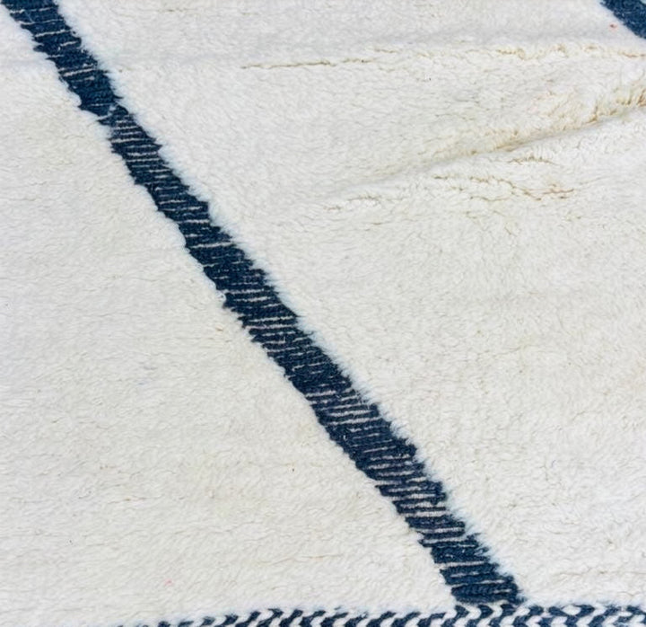 Authentic Custom Beni Ourain Rug | Abstract Cream &amp; Charcoal Minimalist
