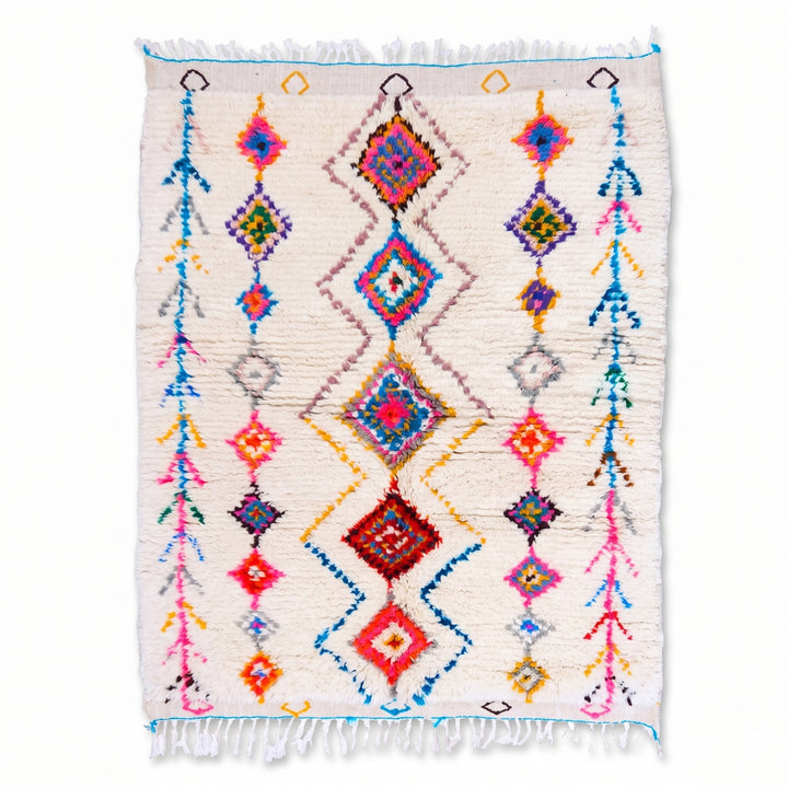 Tapis Azilal Authentique Fait Main – Style Bohème Chameau Marocain Vibrant