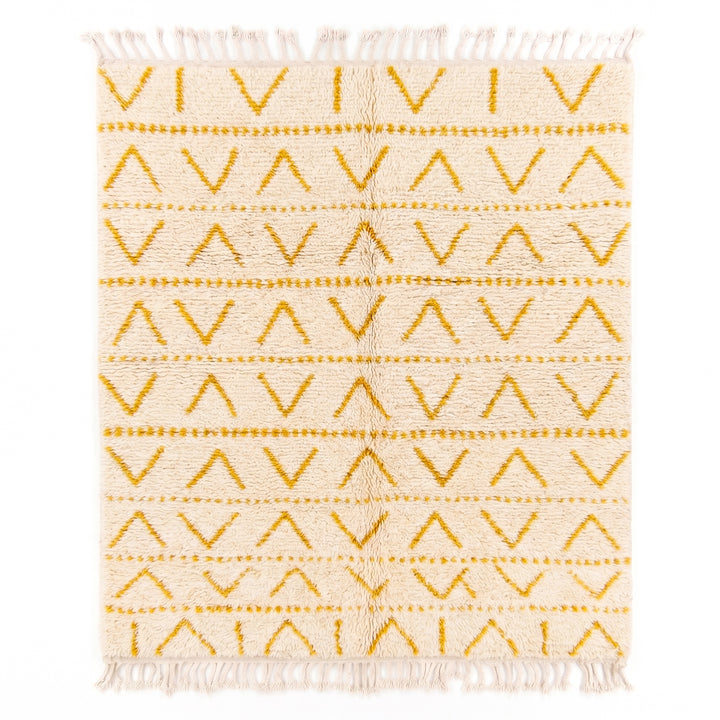 Authentic Custom Beni Ourain Rug|  Plush Cream &amp; Mustard Yellow