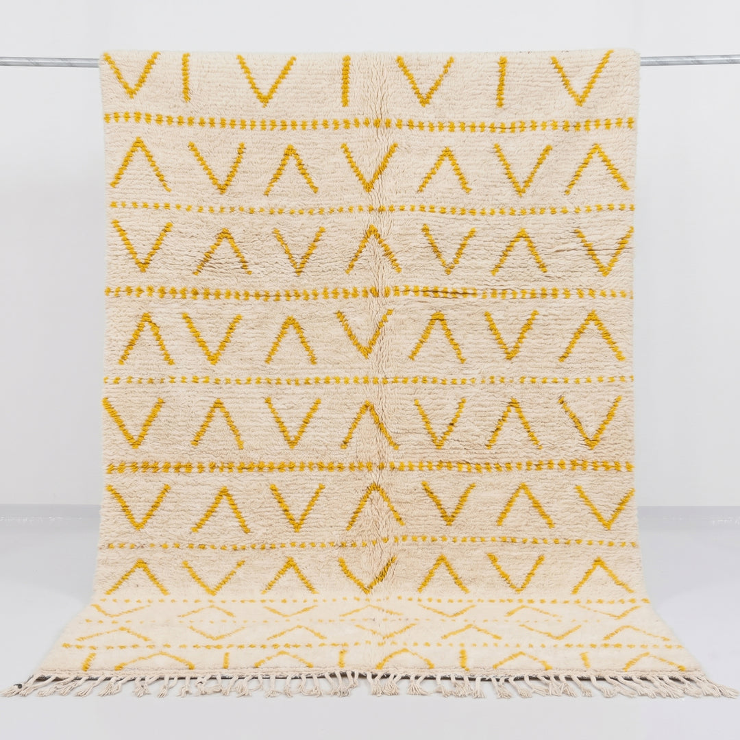 Authentic Custom Beni Ourain Rug|  Plush Cream &amp; Mustard Yellow