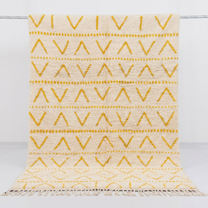 Authentic Custom Beni Ourain Rug|  Plush Cream &amp; Mustard Yellow