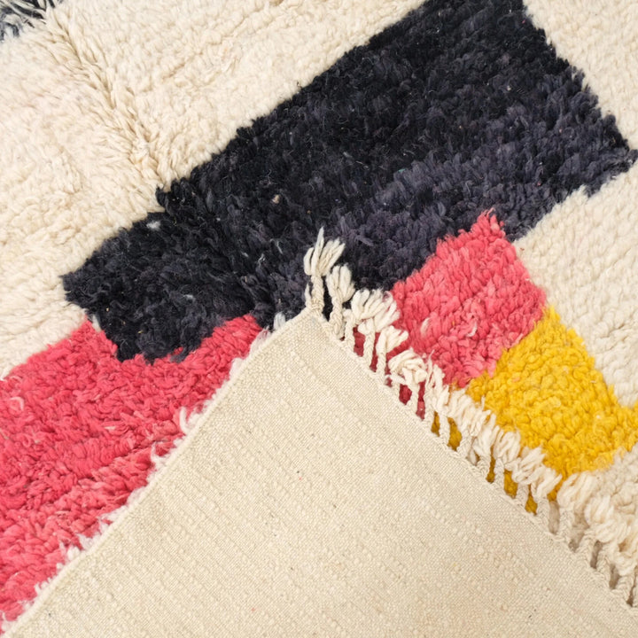 Custom Beni Ourain Rug | Plush Cream and Coral and Mustard Wool